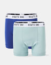 Route One Classic Boxer Shorts 2 Pack - Duck Egg/Stone Blue