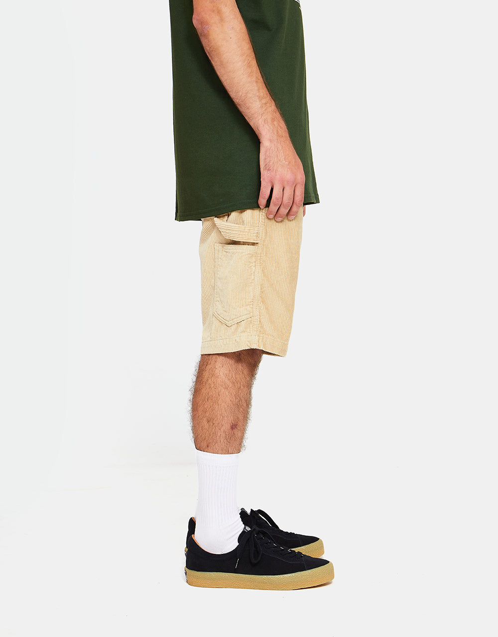 Route One Big Wale Cord Carpenter Shorts - Stone