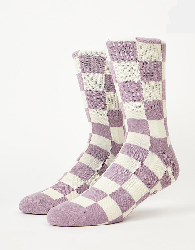 Route One Checkerboard Crew Socks - Pink/Natural