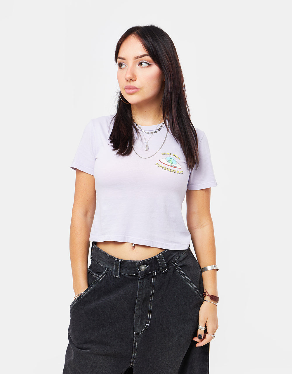 RIPNDIP Same Shit Different Day Womens Cropped T-Shirt - Lavender