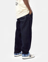 Route One Super Baggy Denim Jeans - Indigo (Contrast Hem)
