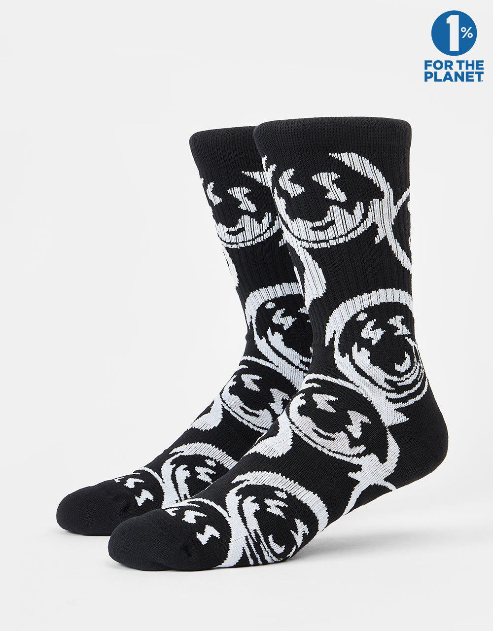 Route One Warped Smiley Crew Socks -Black