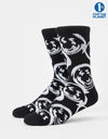Route One Warped Smiley Crew Socks -Black