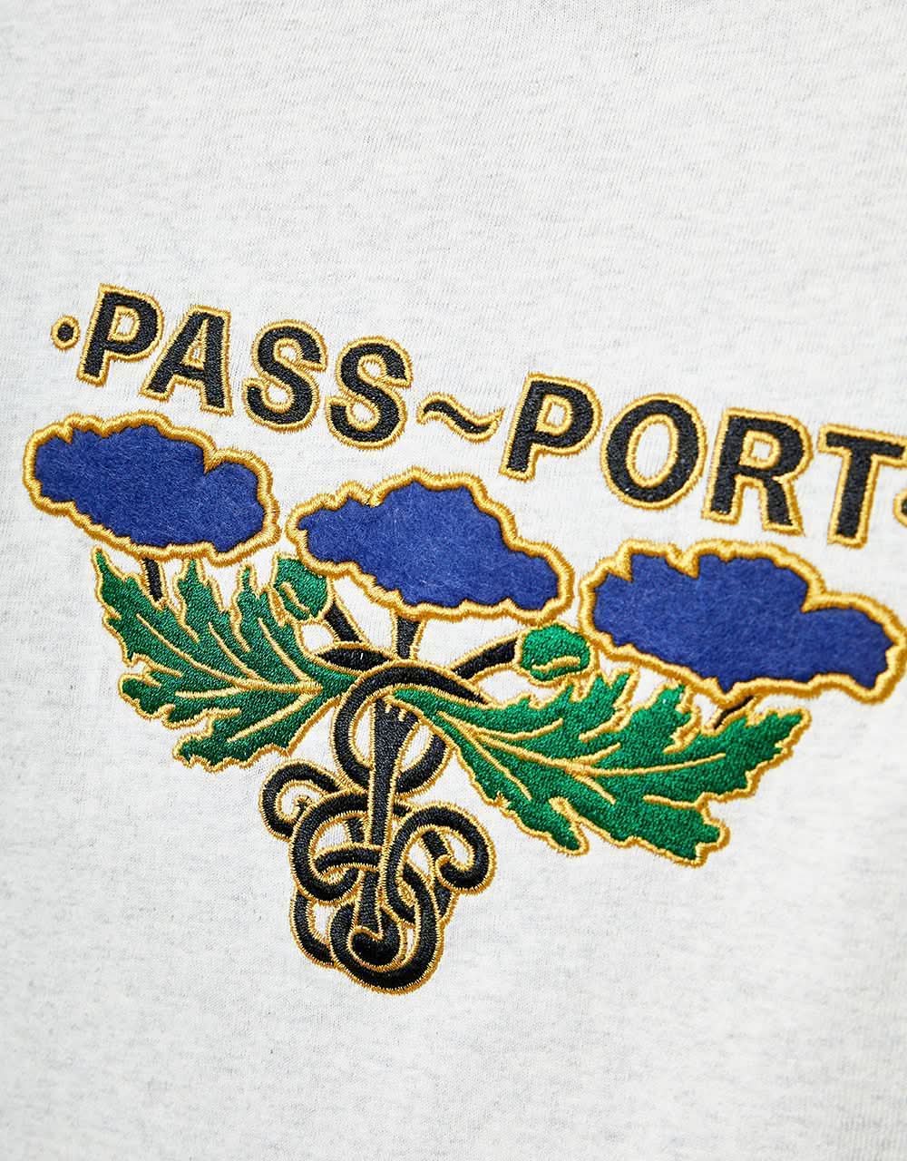 Pass Port Emblem Applique T-Shirt - Ash Heather