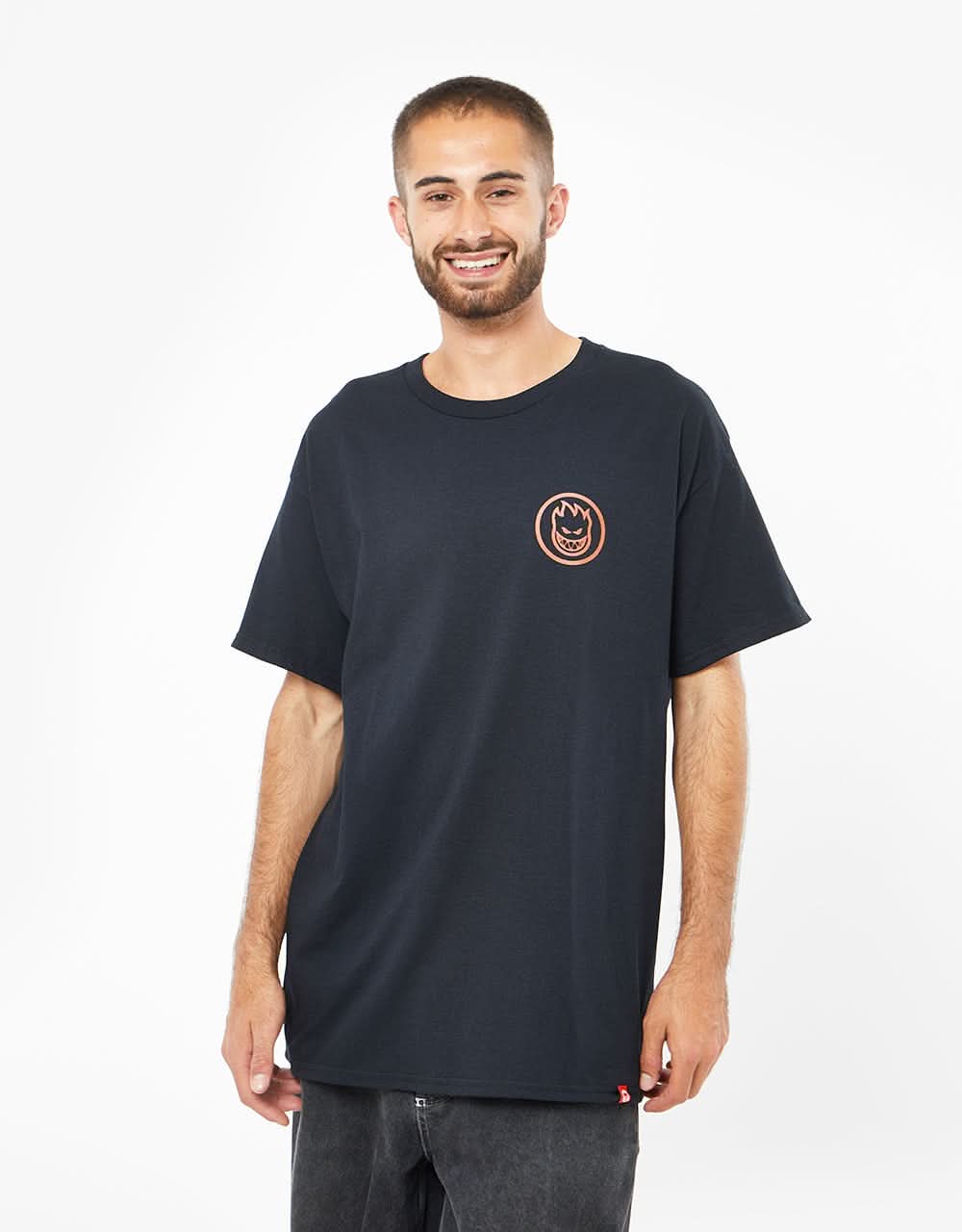 Spitfire Swirled Classic T-Shirt - Black/Burnt Orange