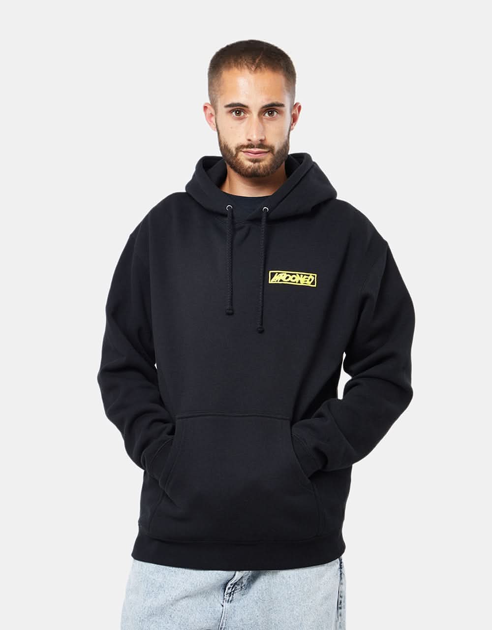 Krooked Moonsmile Raw Pullover Hoodie - Black/Yellow