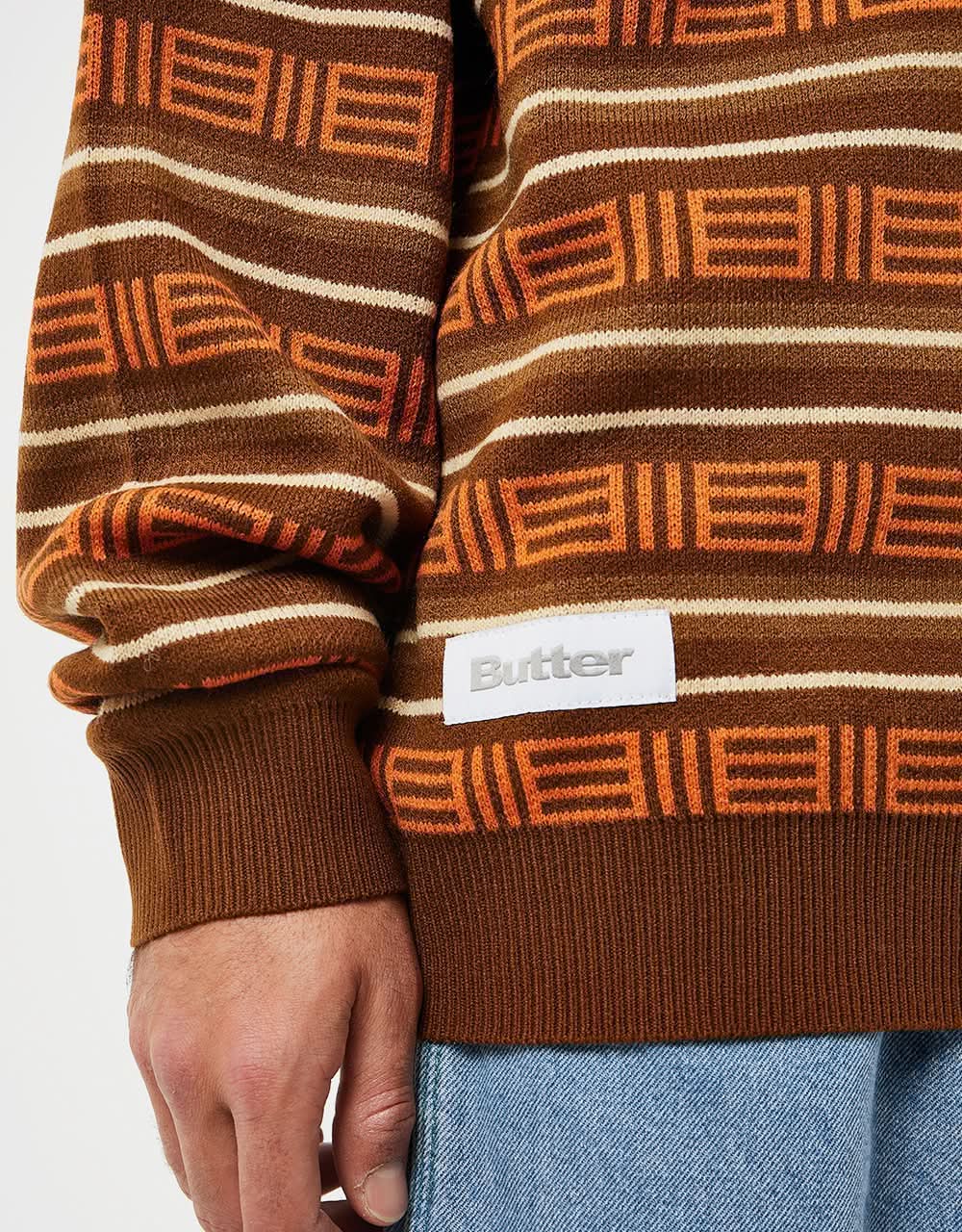 Butter Goods Windsor Knitted Sweater - Brown/Tan