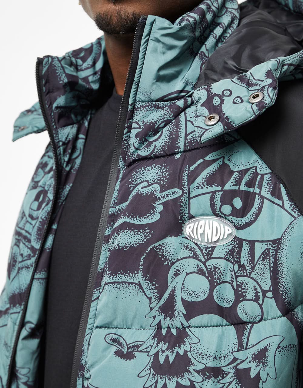 RIPNDIP Dark Twisted Fantasy Puffer Jacket - Olive & Black