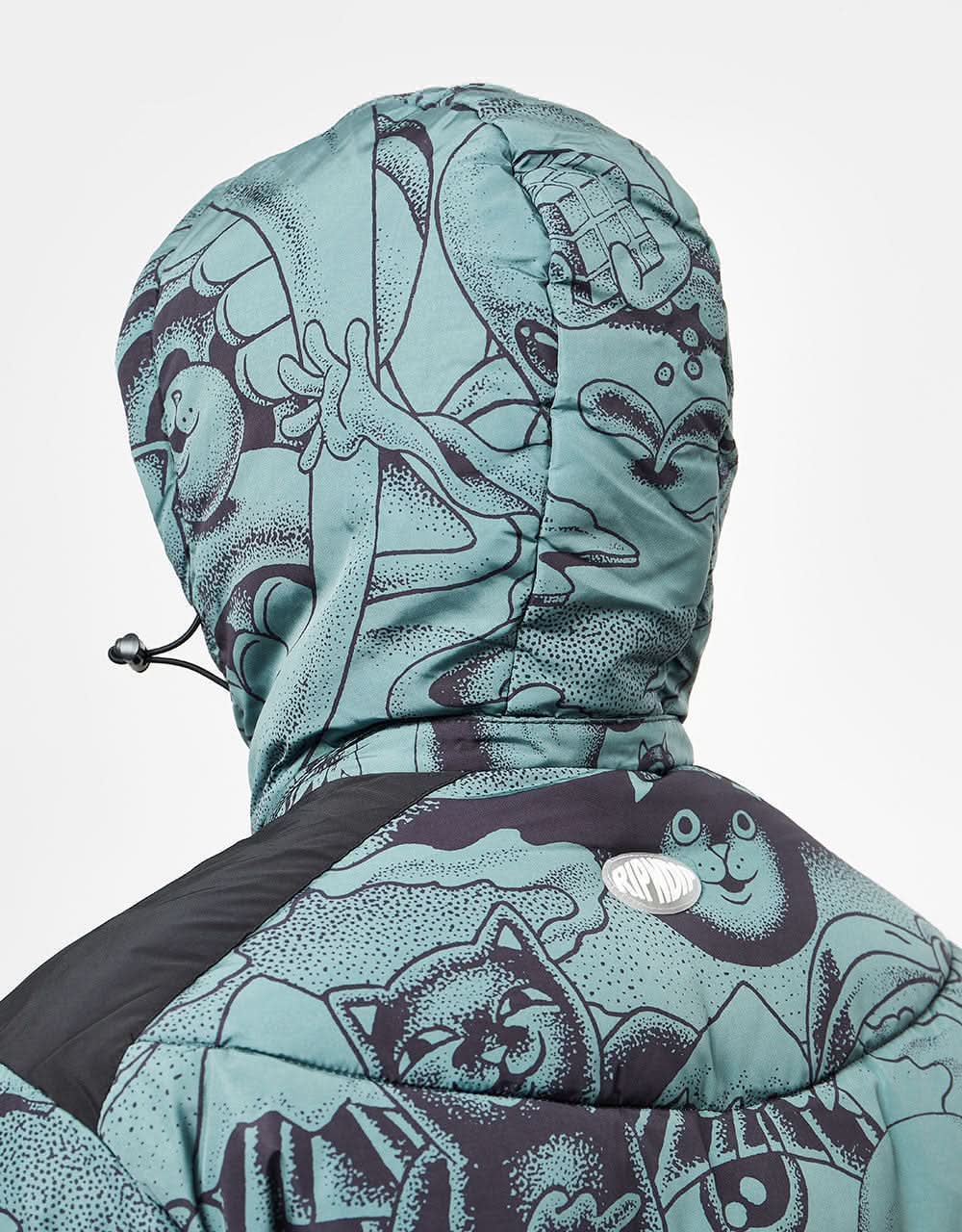RIPNDIP Dark Twisted Fantasy Puffer Jacket - Olive & Black