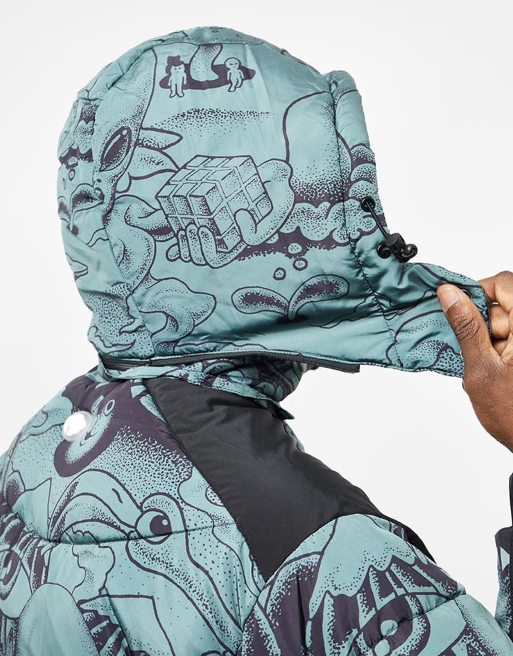 RIPNDIP Dark Twisted Fantasy Puffer Jacket - Olive & Black