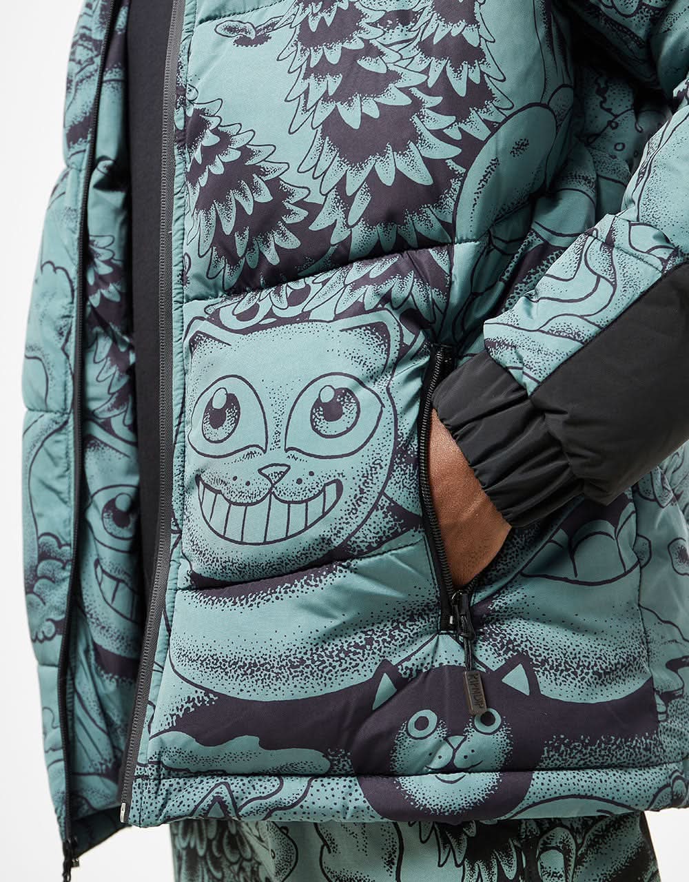 RIPNDIP Dark Twisted Fantasy Puffer Jacket - Olive & Black