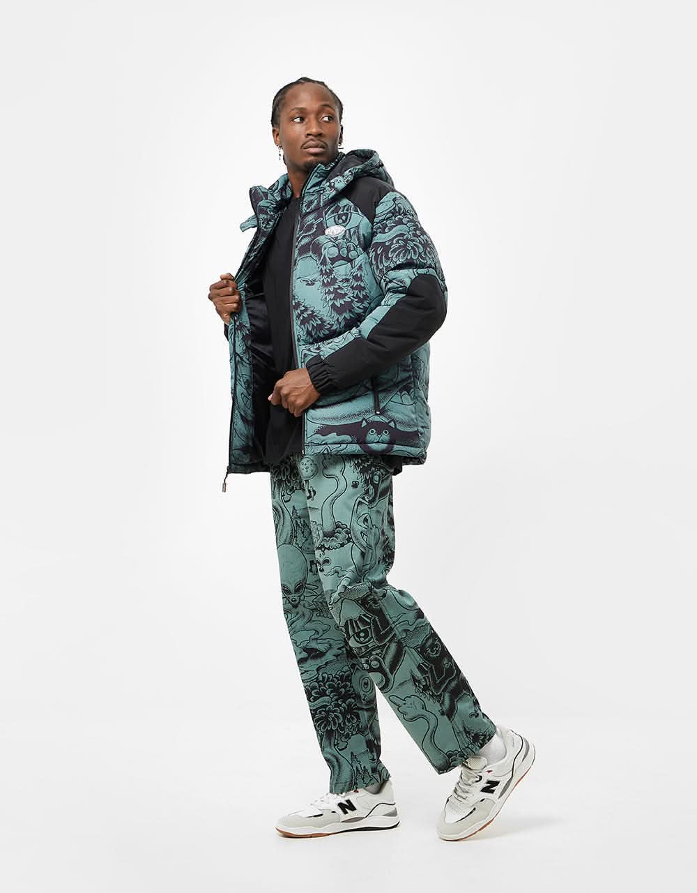 RIPNDIP Dark Twisted Fantasy Wide Leg Pant - Olive & Black