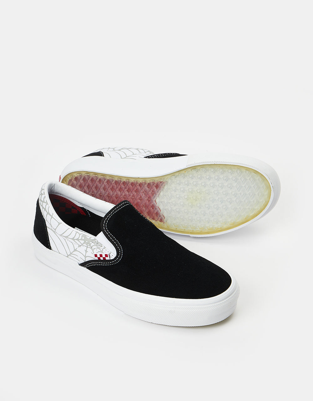 Vans Skate Slip On Shoes - (Black Widow) Black/White/Red