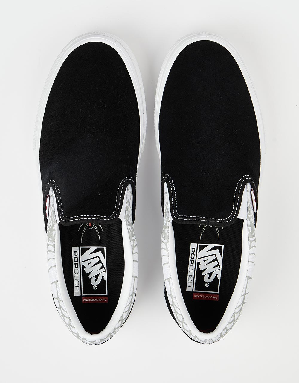 Vans Skate Slip On Shoes - (Black Widow) Black/White/Red