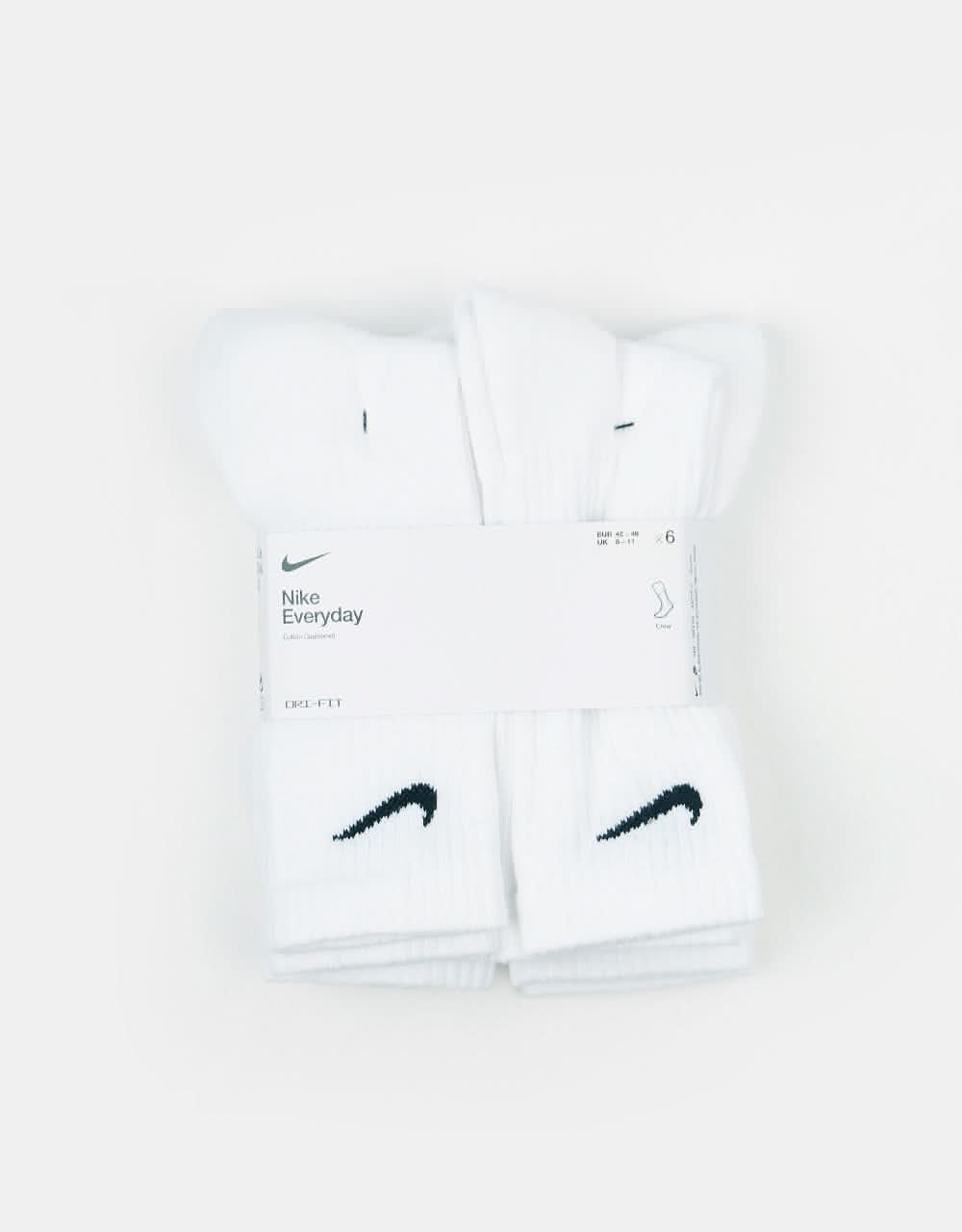 Nike SB Everyday Cushioned 6 Pack Crew Socks - White/Black