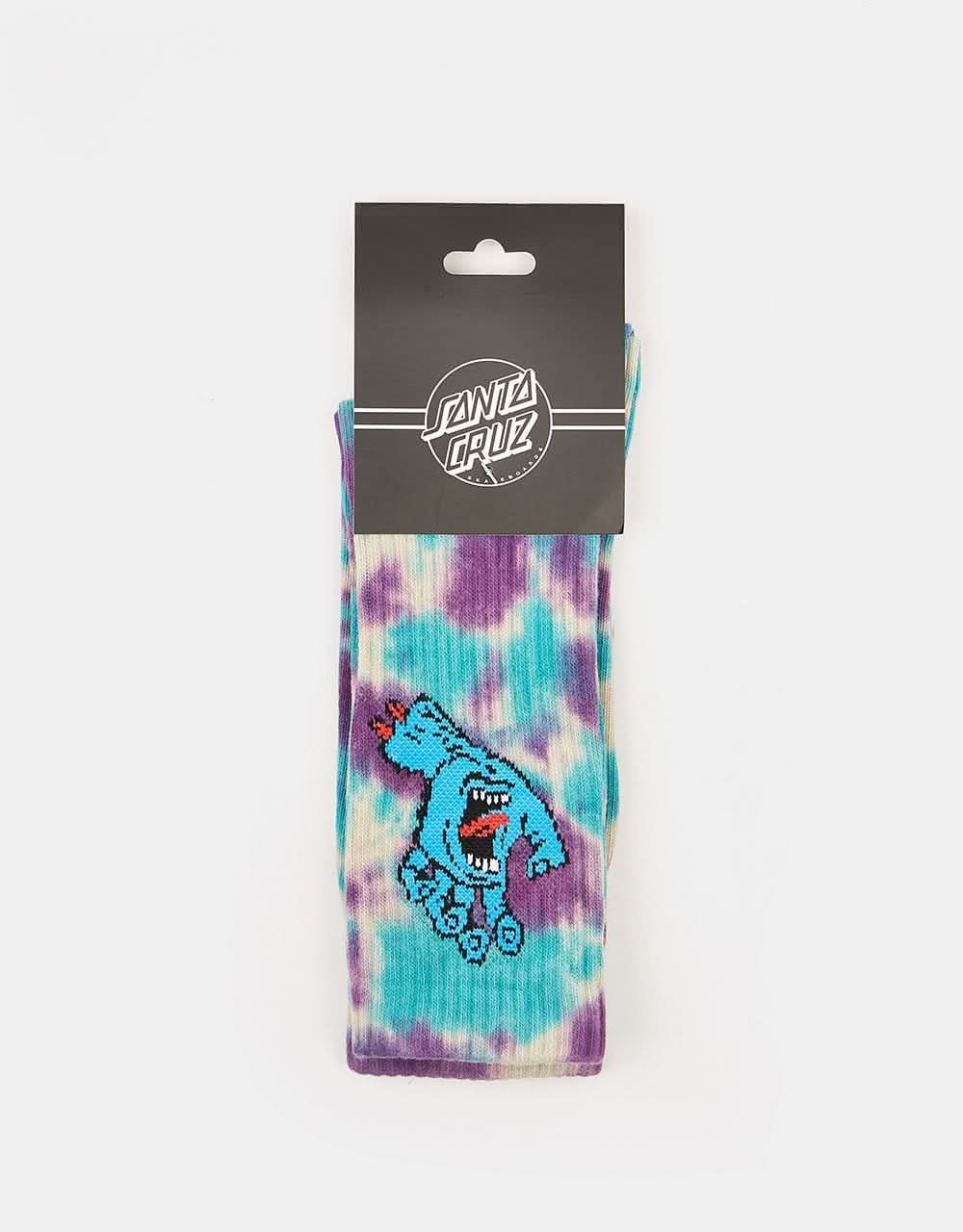Santa Cruz Screaming Hand Tie Dye Sock - Oat/Purple/Aqua Tie Dye