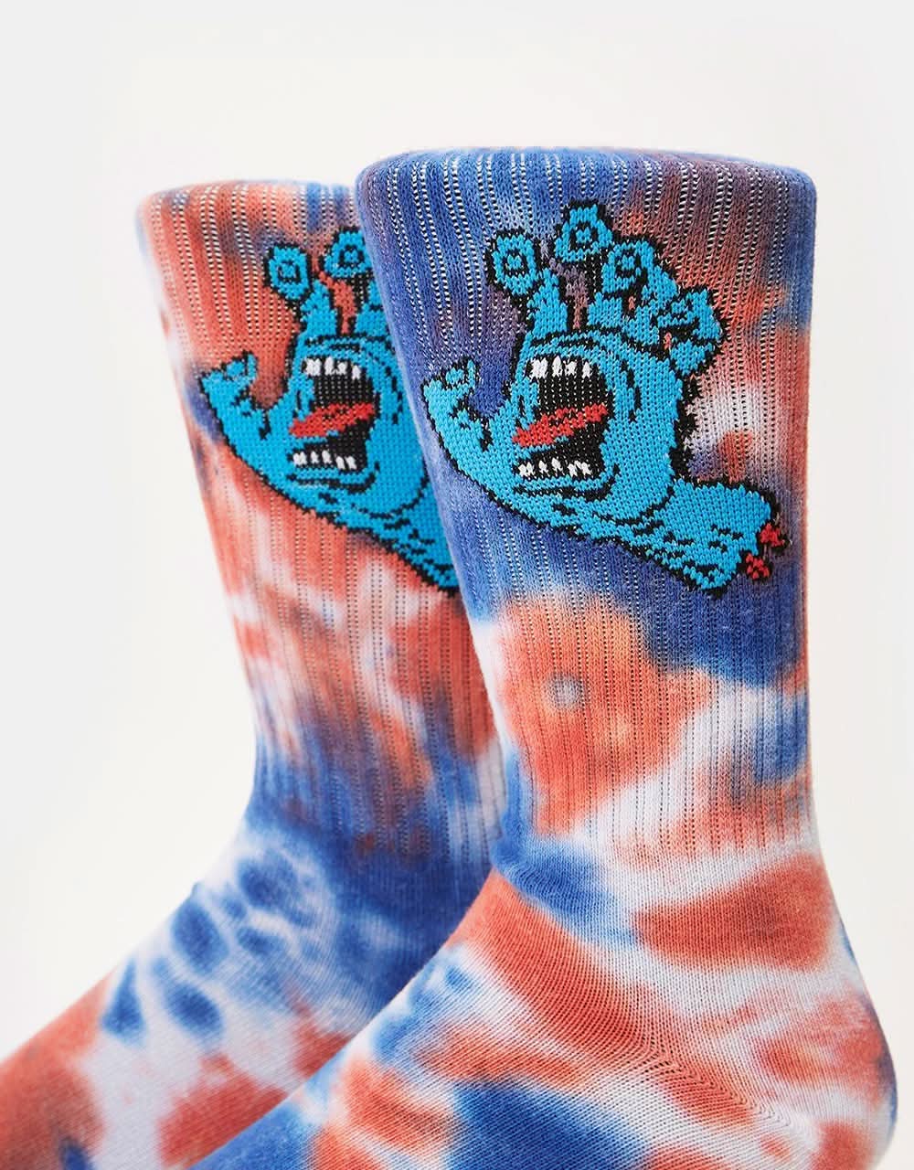 Santa Cruz Screaming Hand Tie Dye Sock - White/Cobalt/Astro Dust Tie Dye