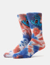 Santa Cruz Screaming Hand Tie Dye Sock - White/Cobalt/Astro Dust Tie Dye