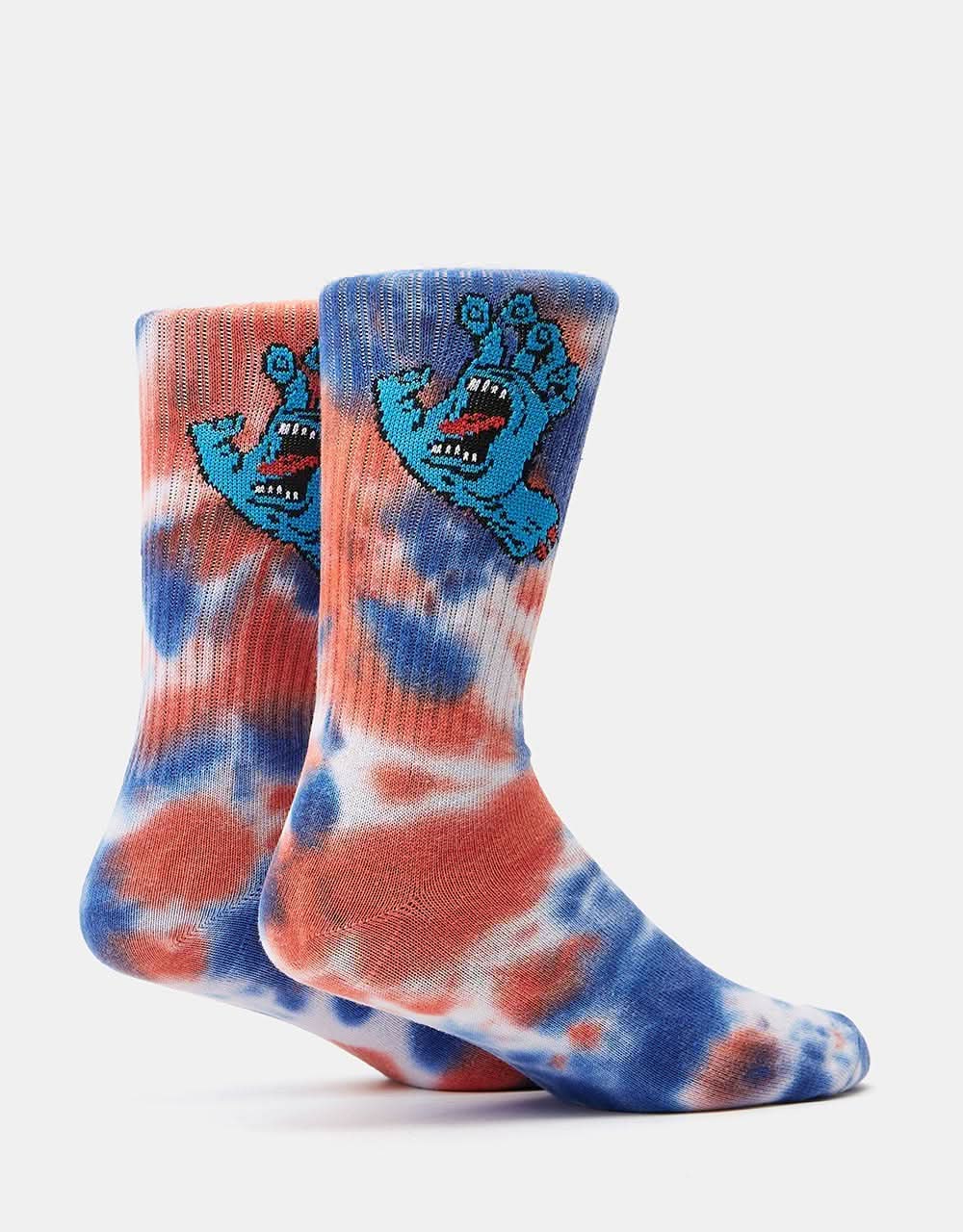 Santa Cruz Screaming Hand Tie Dye Sock - White/Cobalt/Astro Dust Tie Dye