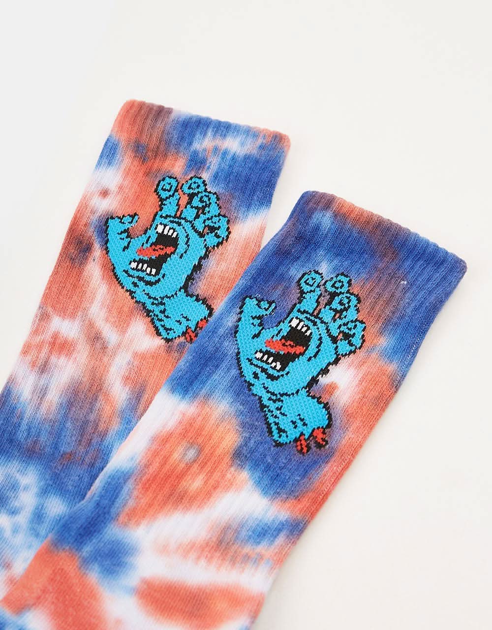 Santa Cruz Screaming Hand Tie Dye Sock - White/Cobalt/Astro Dust Tie Dye