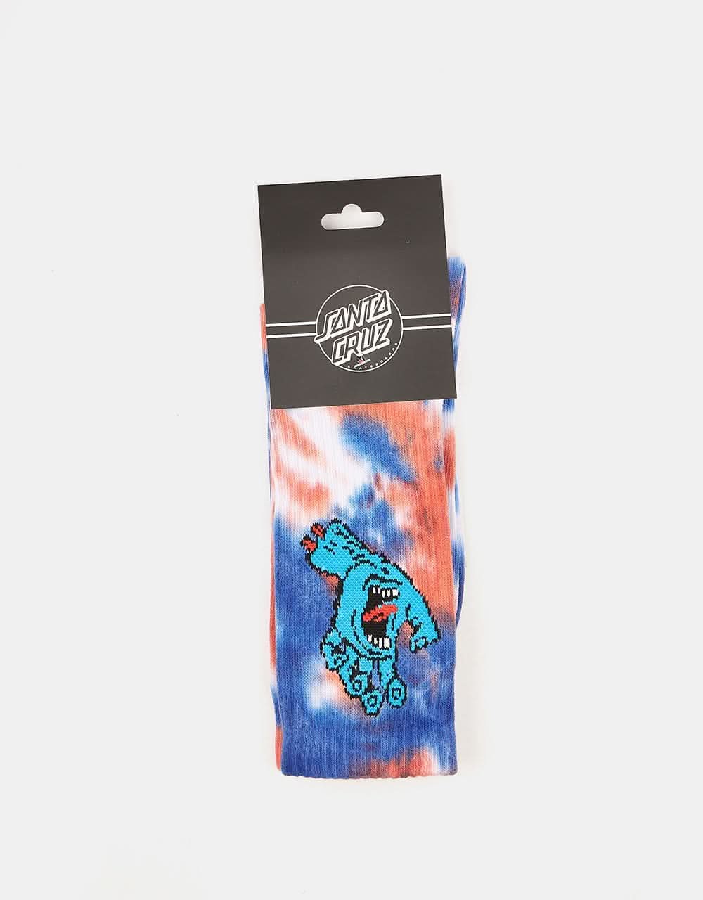Santa Cruz Screaming Hand Tie Dye Sock - White/Cobalt/Astro Dust Tie Dye