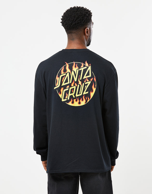Santa Cruz x Thrasher Flame Dot L/S T-Shirt - Black