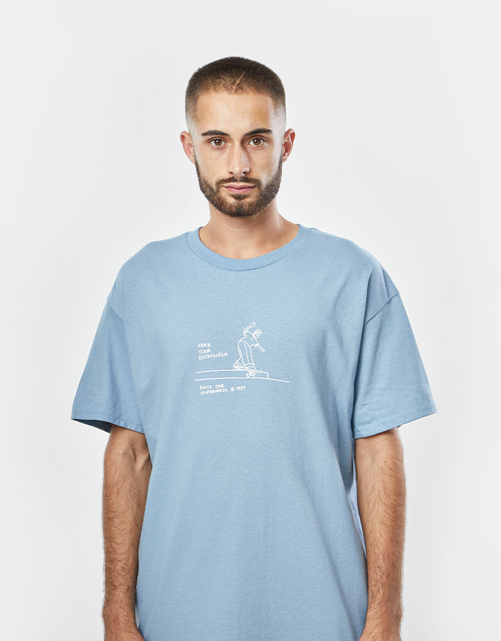 Route One Enthusiasm T-Shirt - Stone Blue