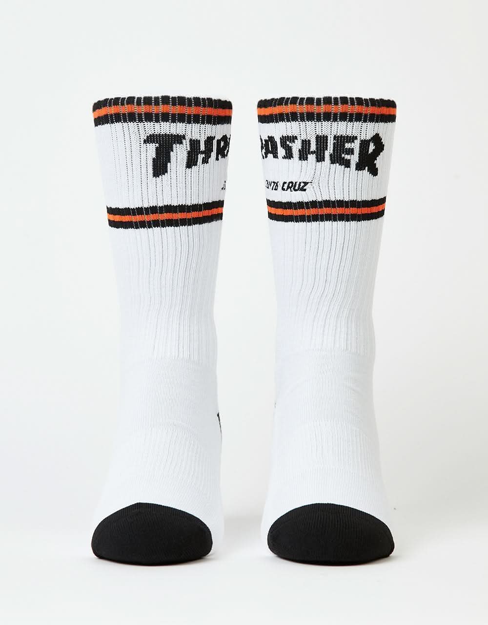 Santa Cruz x Thrasher SC Strip Crew Socks - White