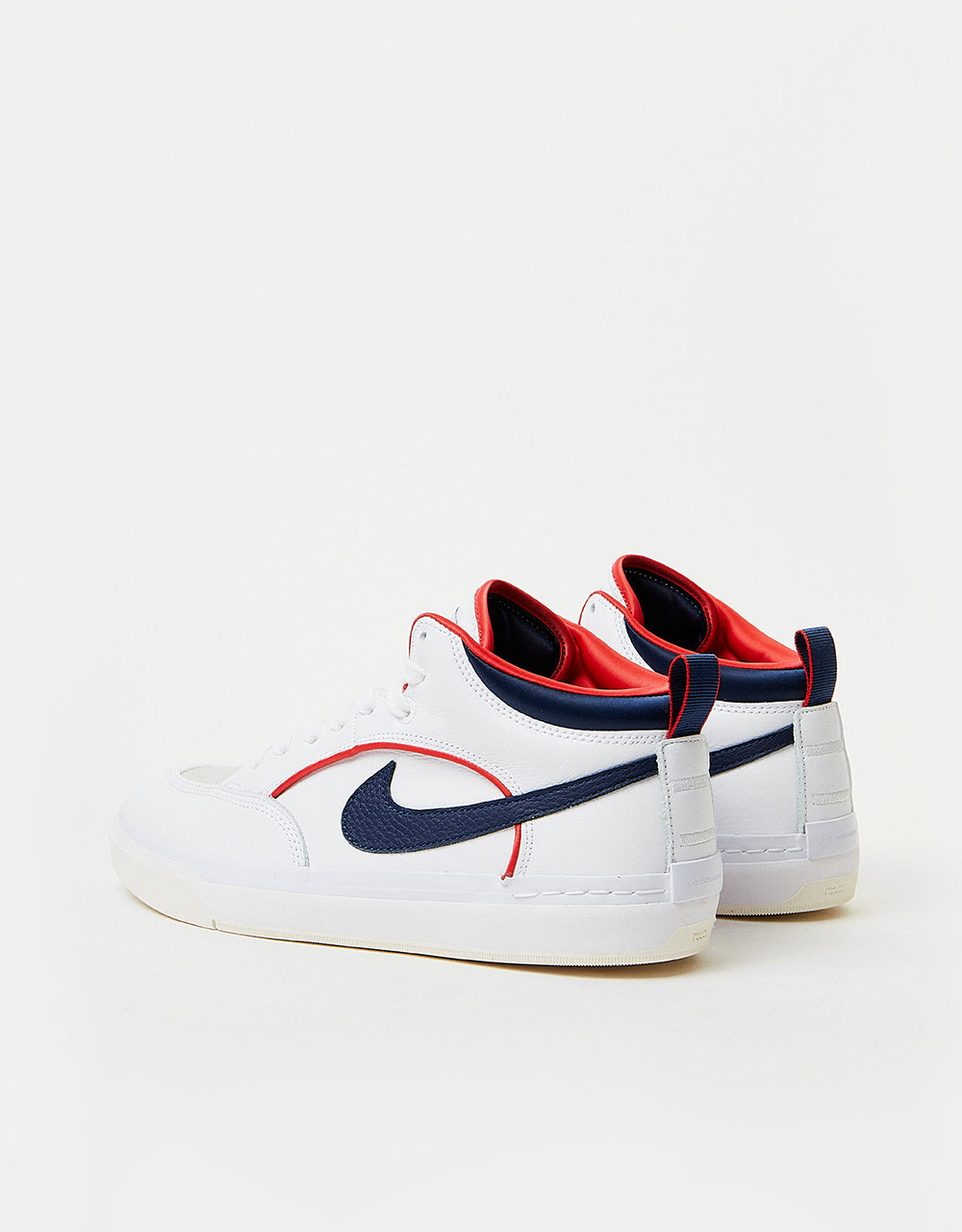 Nike SB React Leo Premium Skate Shoes - White/Midnight Navy