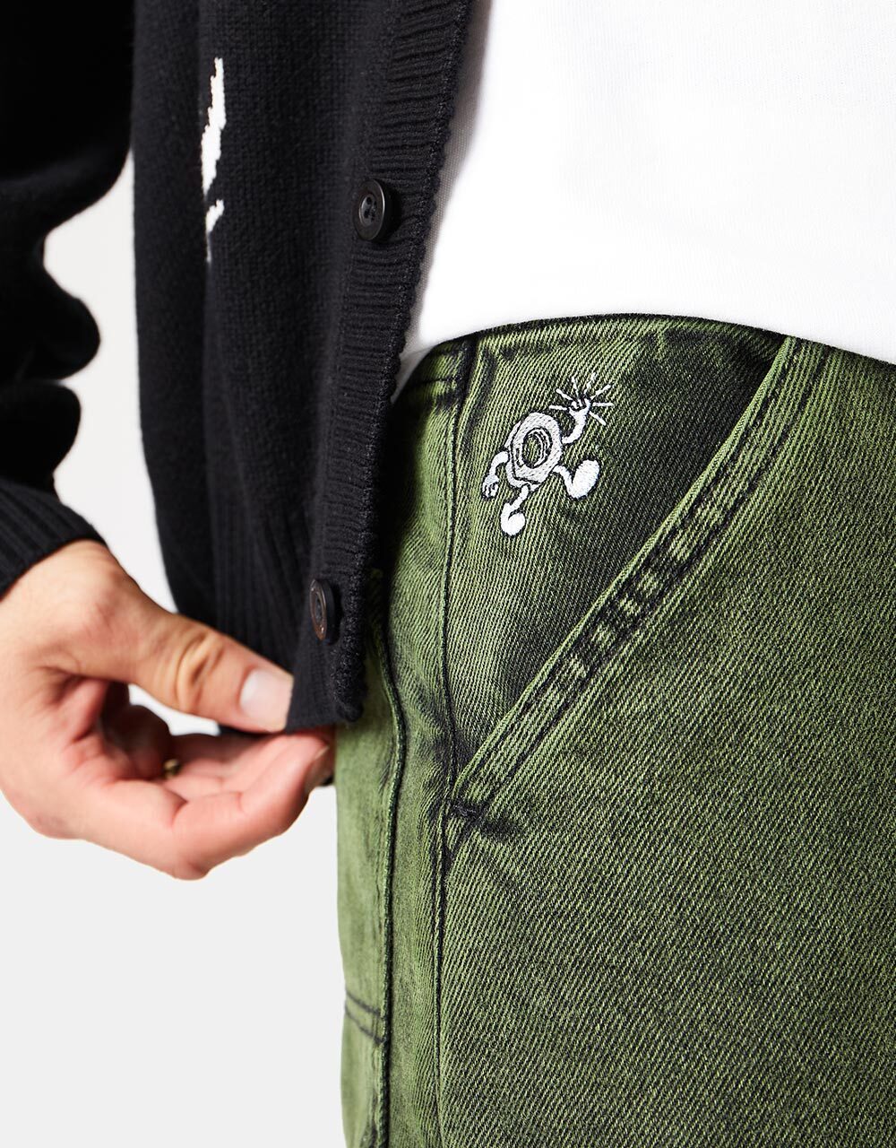 Route One Super Baggy Denim Jeans - Leaf Green
