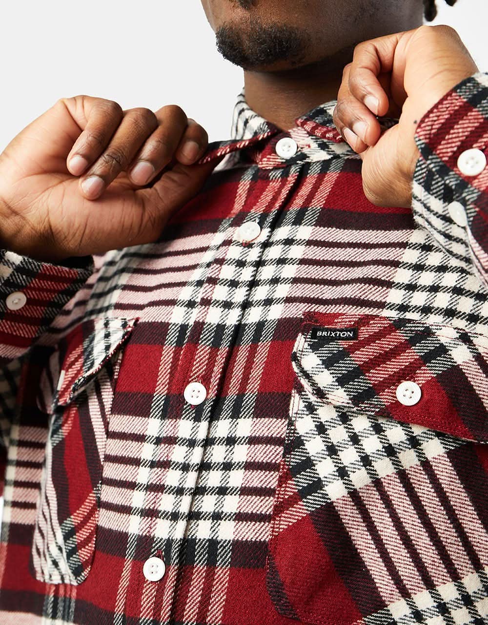 Brixton Bowery L/S Flannel Shirt - Isalnd Berry/Whitecap/Black