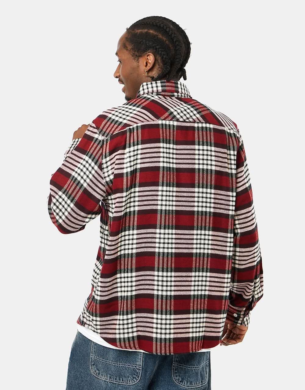 Brixton Bowery L/S Flannel Shirt - Isalnd Berry/Whitecap/Black