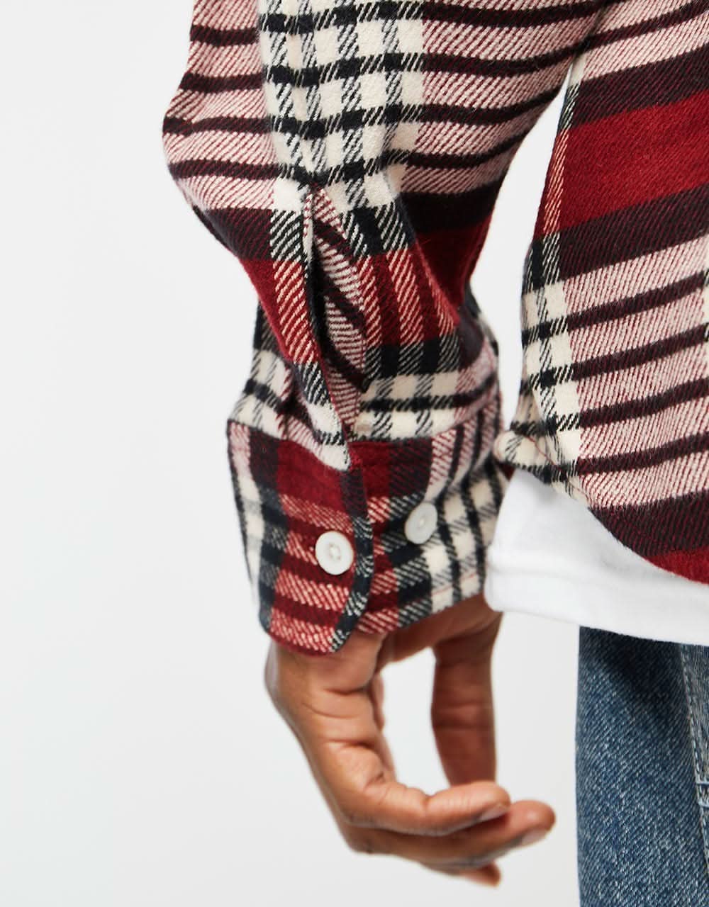 Brixton Bowery L/S Flannel Shirt - Isalnd Berry/Whitecap/Black