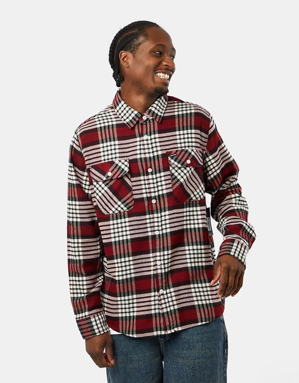 Brixton Bowery L/S Flannel Shirt - Isalnd Berry/Whitecap/Black