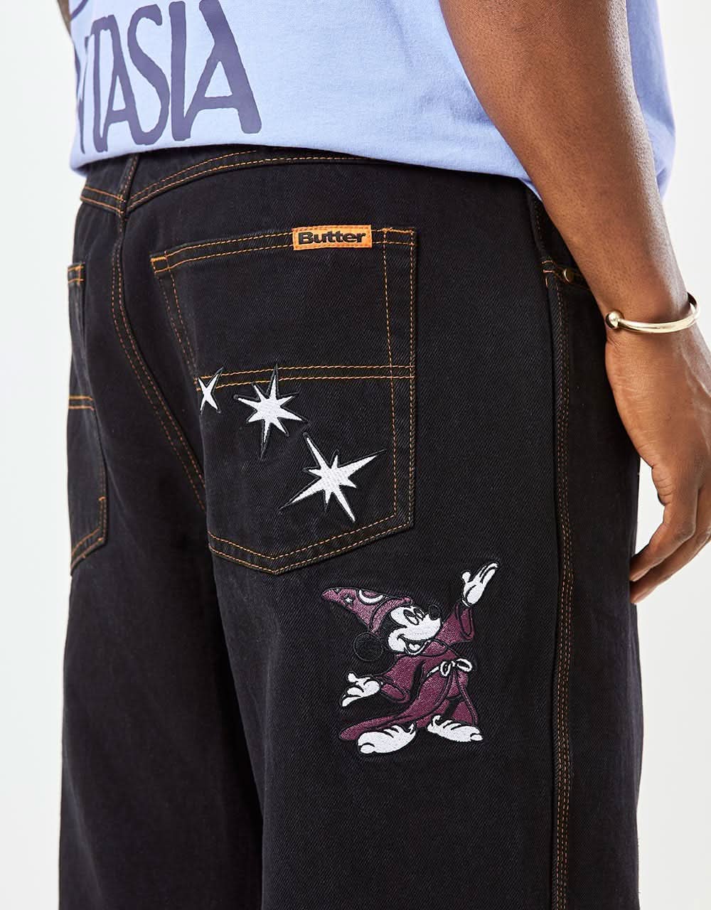 Butter Goods x Disney Fantasia Baggy Denim Jeans - Washed Black
