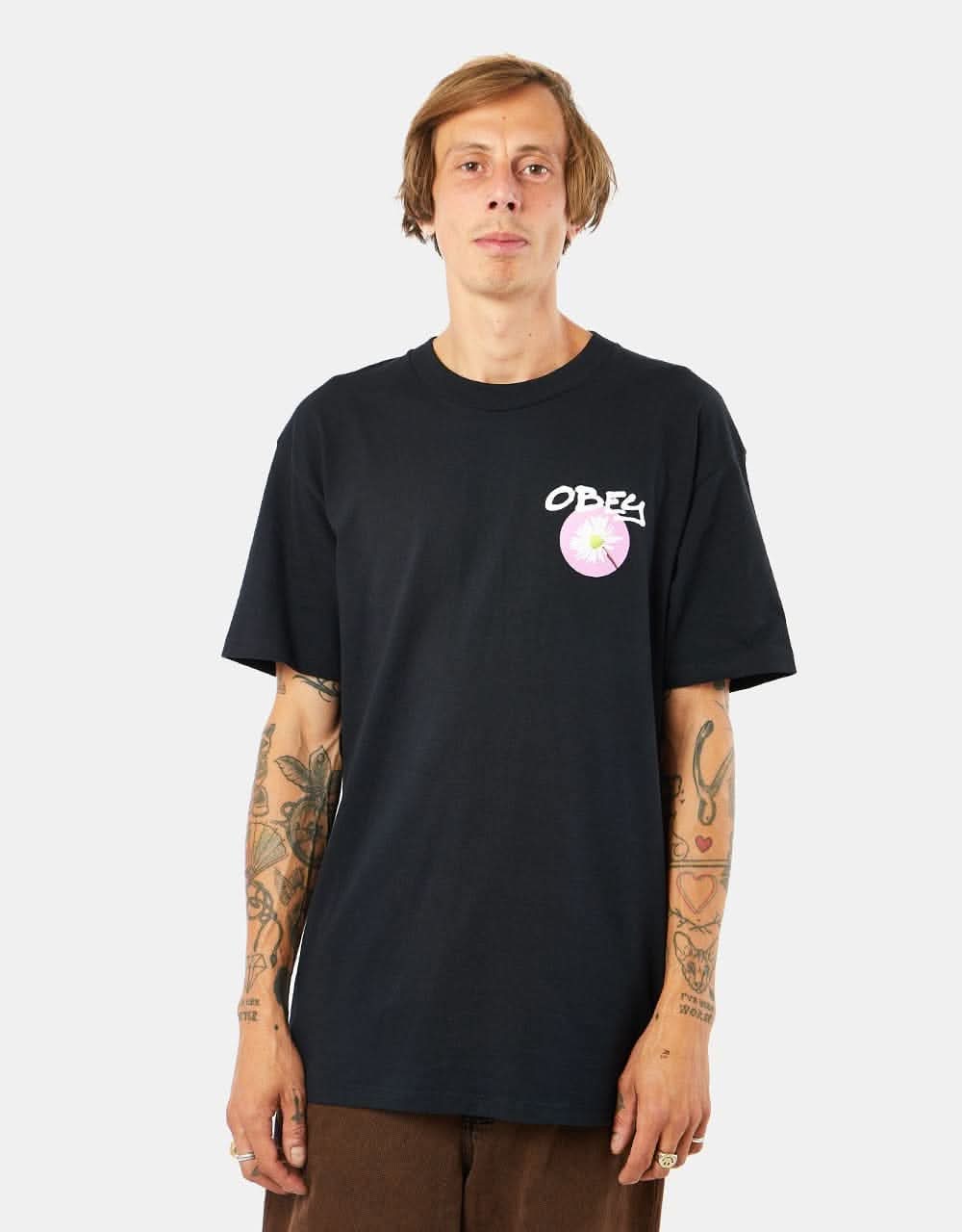 Obey Daisy Spray T-Shirt - Black