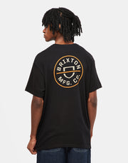 Brixton Crest II T-Shirt - Black/Persimmon Orange/Sand
