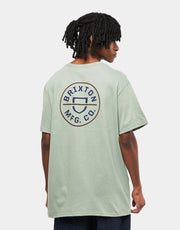 Brixton Crest II T-Shirt - Chinois Green/Washed Navy/Sepia