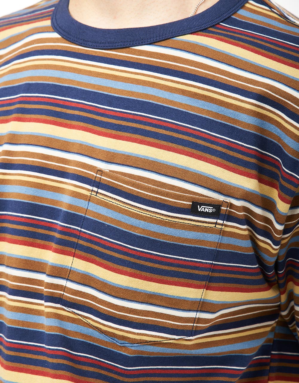 Vans Cullen Striped Pocket T-Shirt - Dress Blues/Coffee Liqueur