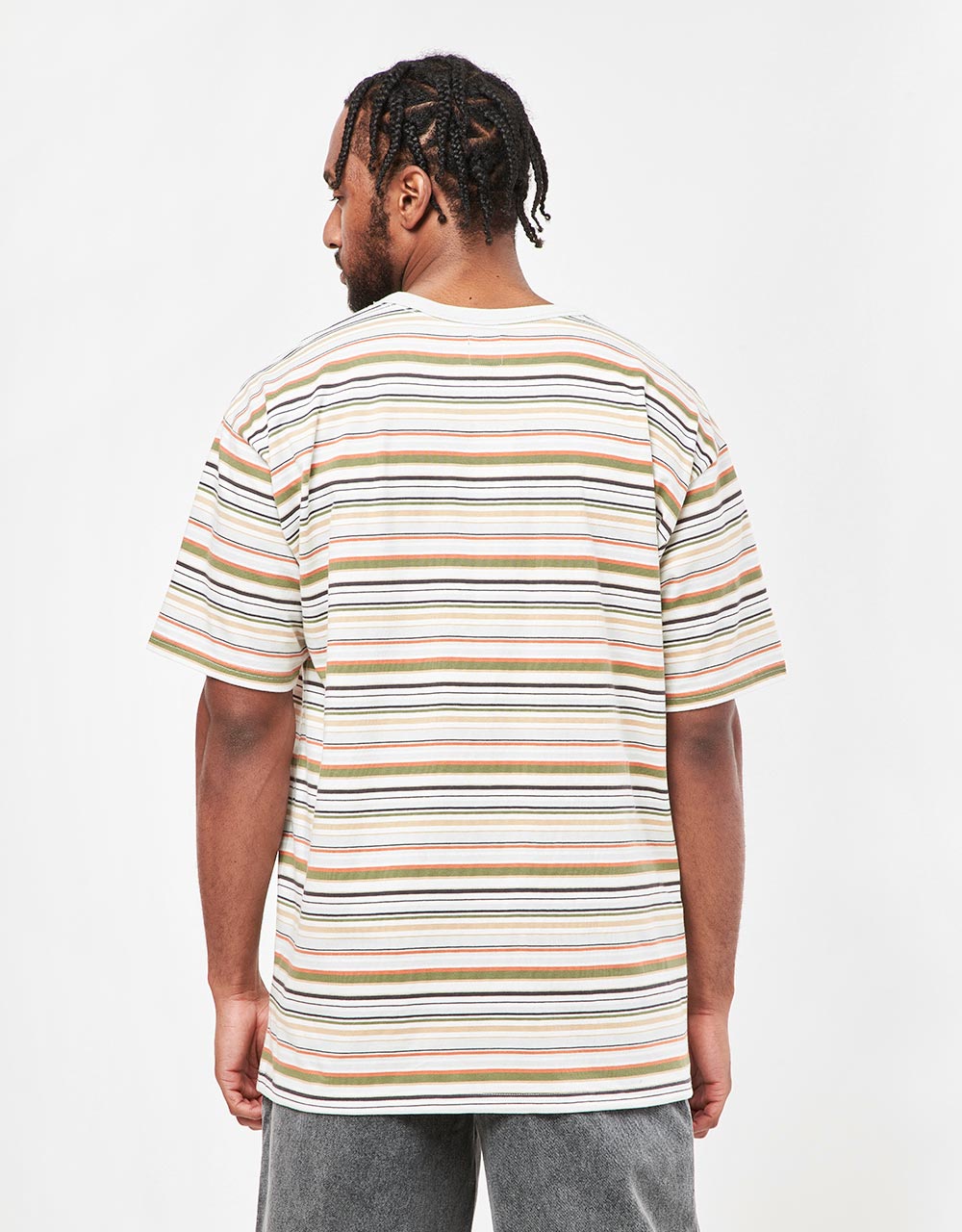 Vans Cullen Striped Pocket T-Shirt - Pale Aqua/Marshmallow
