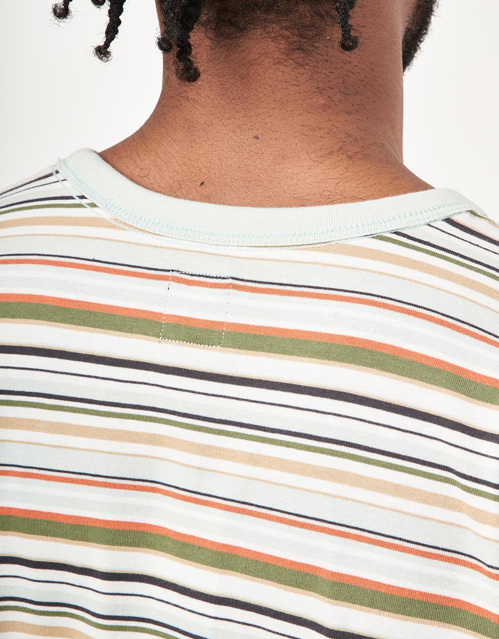 Vans Cullen Striped Pocket T-Shirt - Pale Aqua/Marshmallow