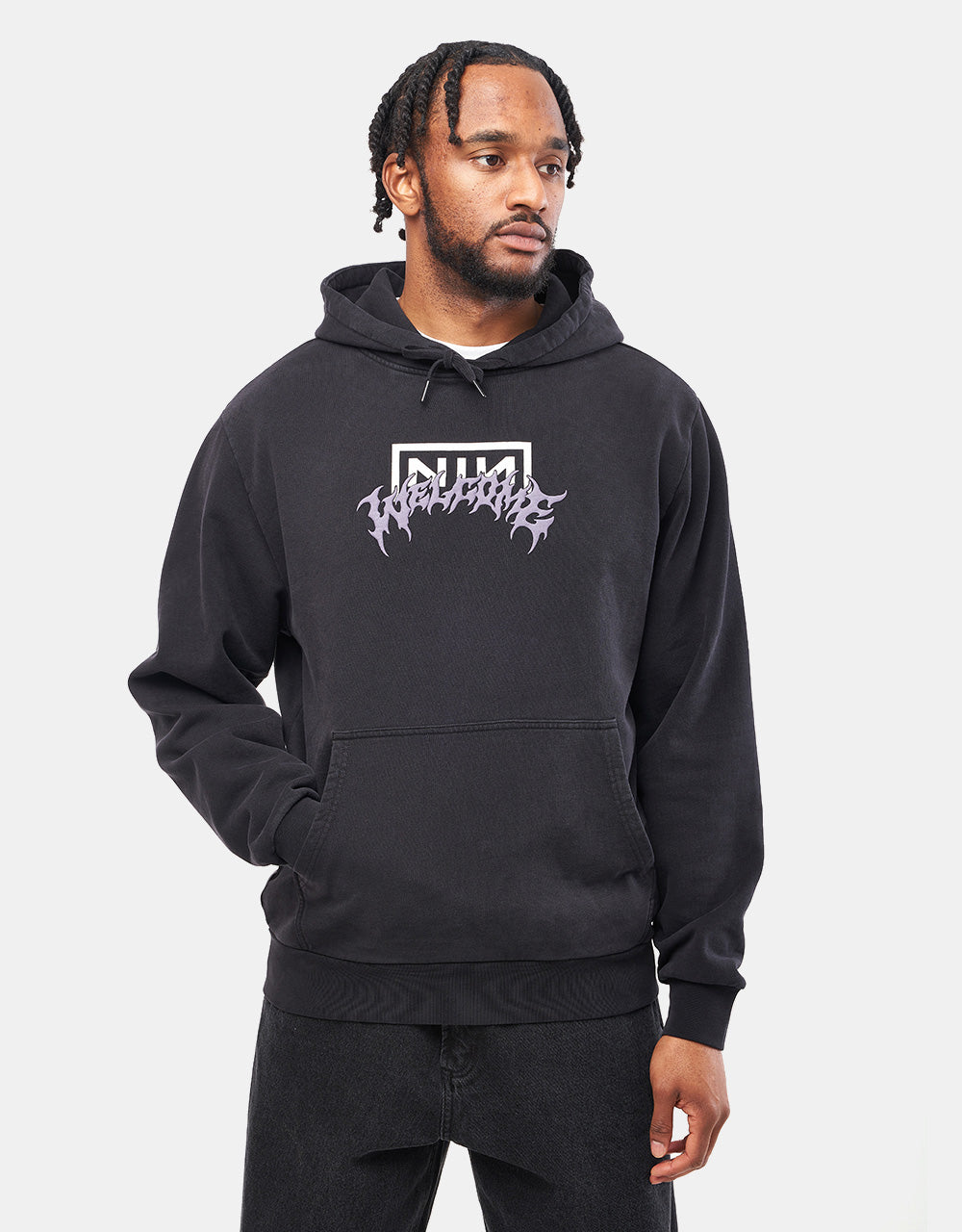 Welcome x Nine Inch Nails Eraser Pigment-Dyed Pullover Hoodie - Black
