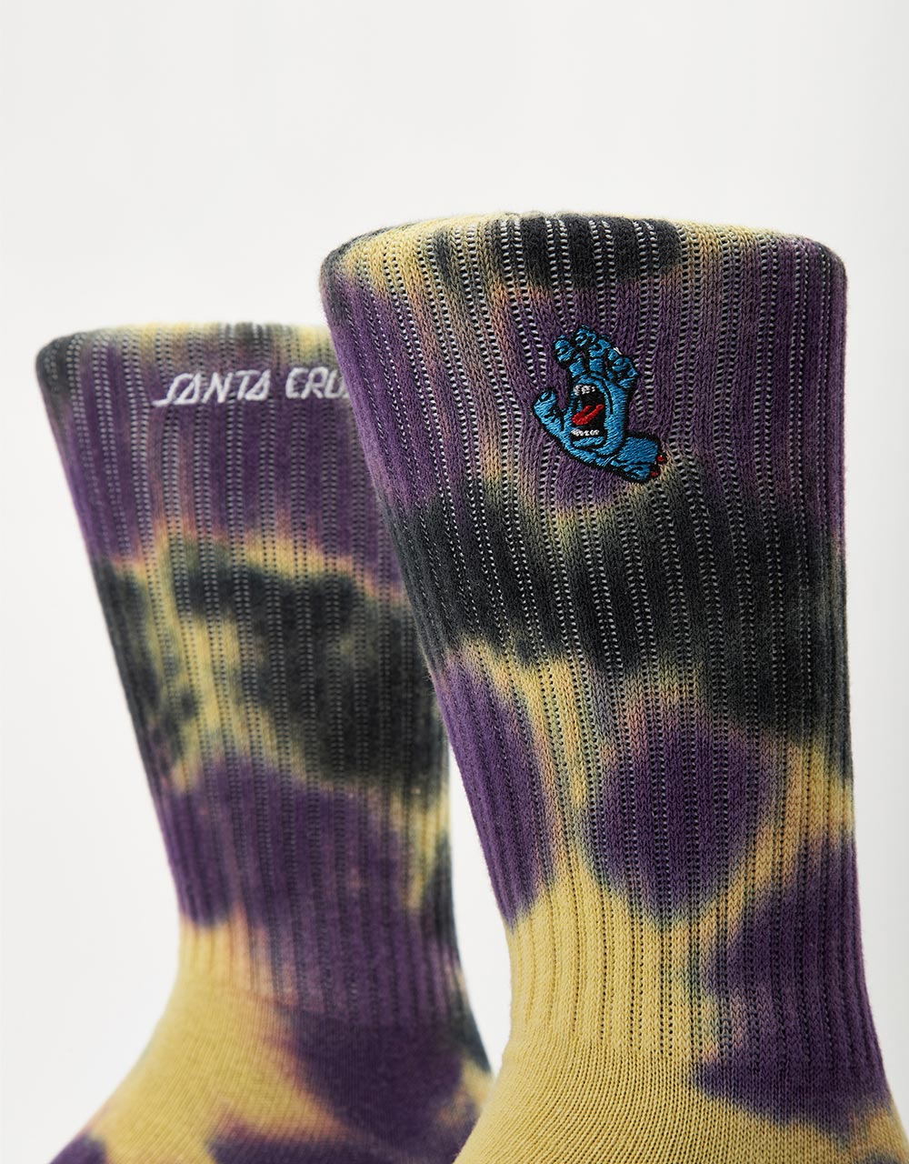 Santa Cruz Screaming Mini Hand Socks - Purple/Yellow/Black Tie Dye