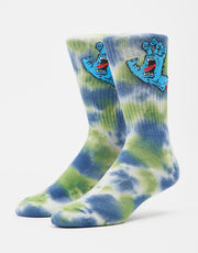 Santa Cruz Screaming Hand Tie Dye Socks - Light Grey/Apple/Blue Tie Dye