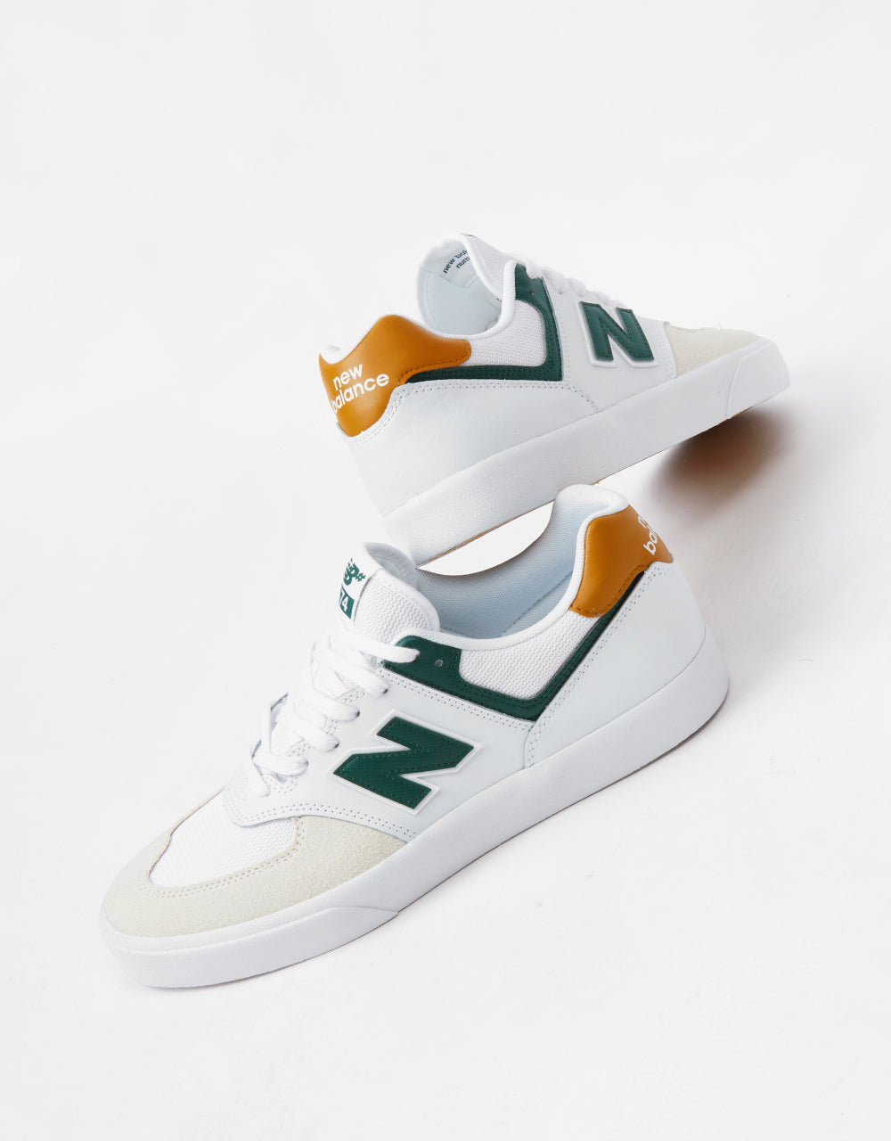 New Balance Numeric 574 Vulc Skate Shoes - White/Forest