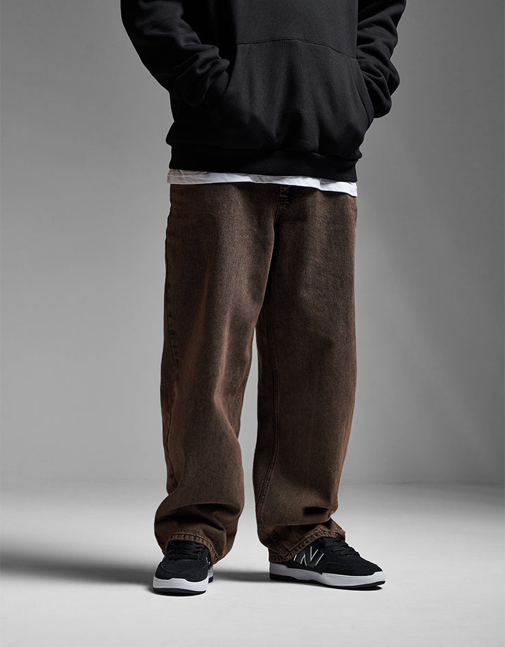Route One Super Baggy Denim Jeans - Burnt Mahogany