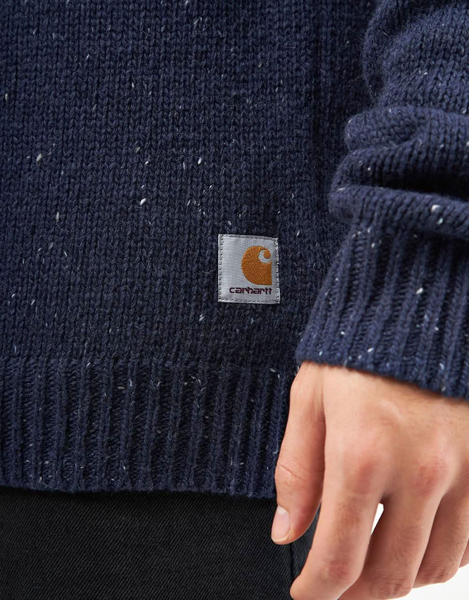 Carhartt WIP Anglistic Sweater Speckled Air Force Blue Route One