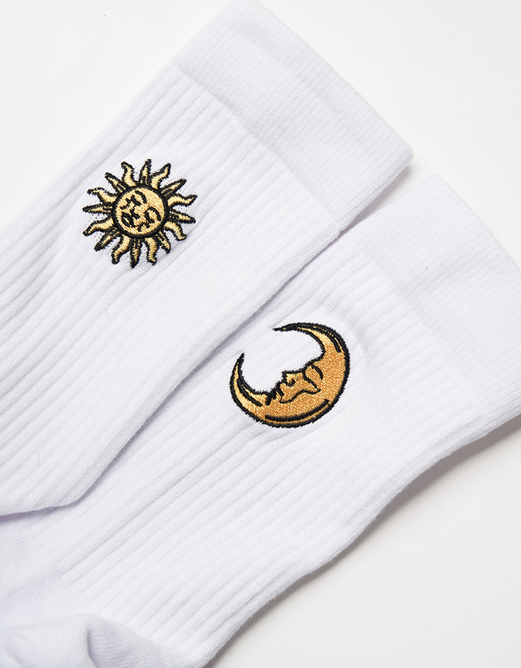 Route One Sun & Moon Crew Socks - White