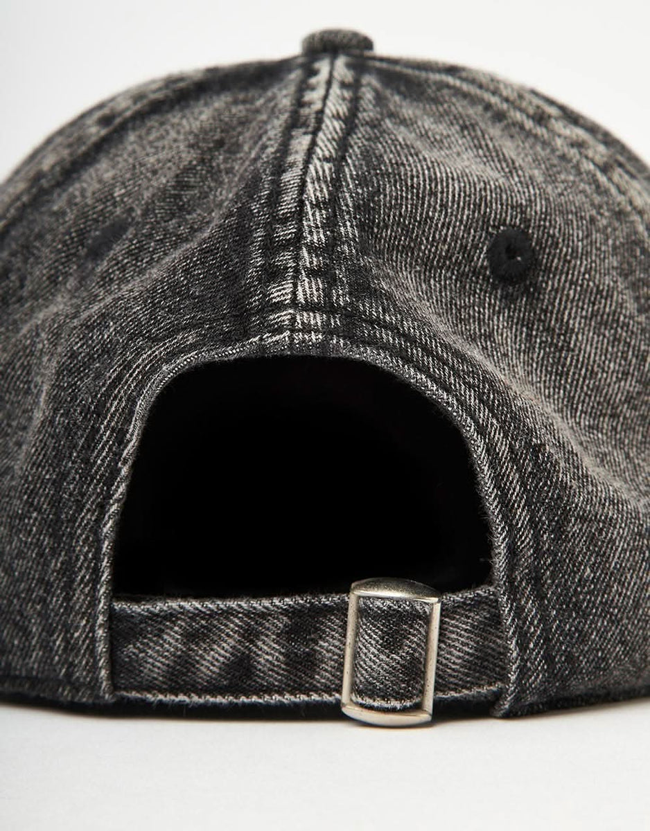 Route One Barbed Bleached Denim Dad Cap - Black Denim