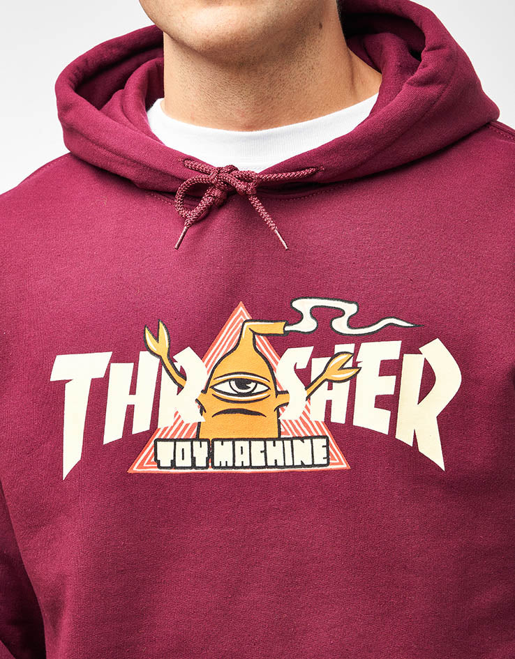 ★Thrasher x Toy Machine Vortex Mens Hoodie 関税込★ Thrasher x Toy Machine - Vortex Maroon - Hoodie | Impericon